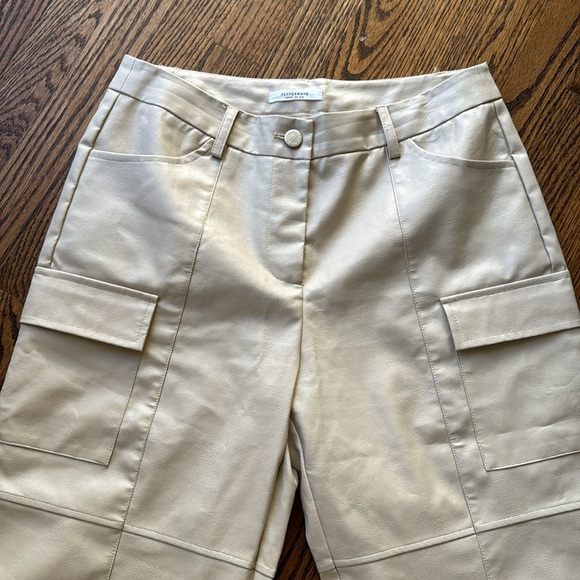 Peppermayo Ivory Walk On The Wild Side PU Cargo Pants. Straight wide legs. New. - Picture 6 of 11